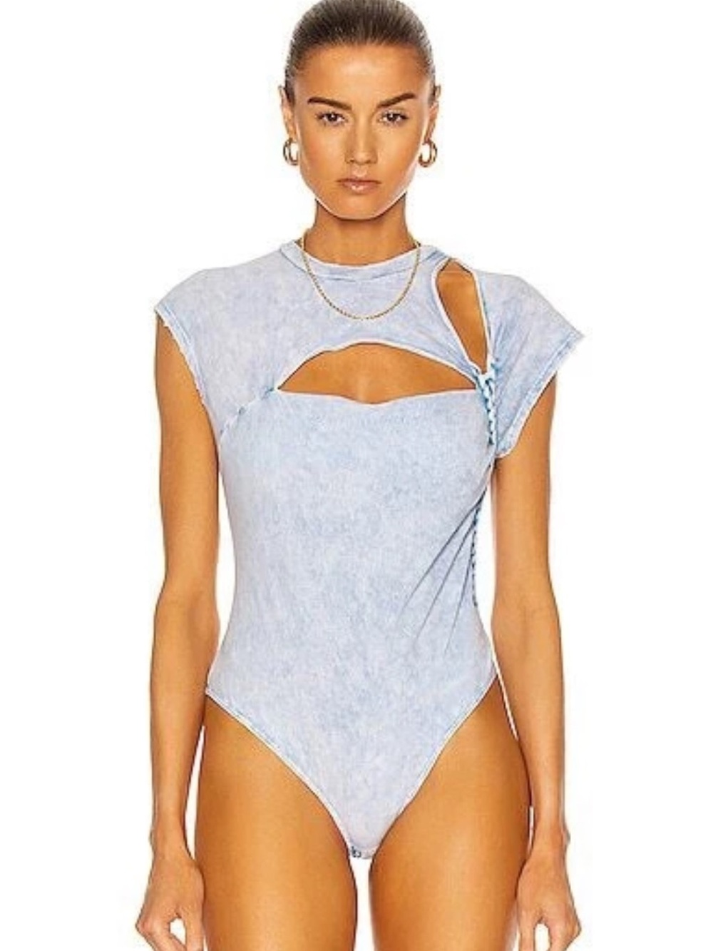 REVOLVE Noam Slash Bodysuit,
Vintage Blue Cut Out Braided Trim
Thong, MEDIUM